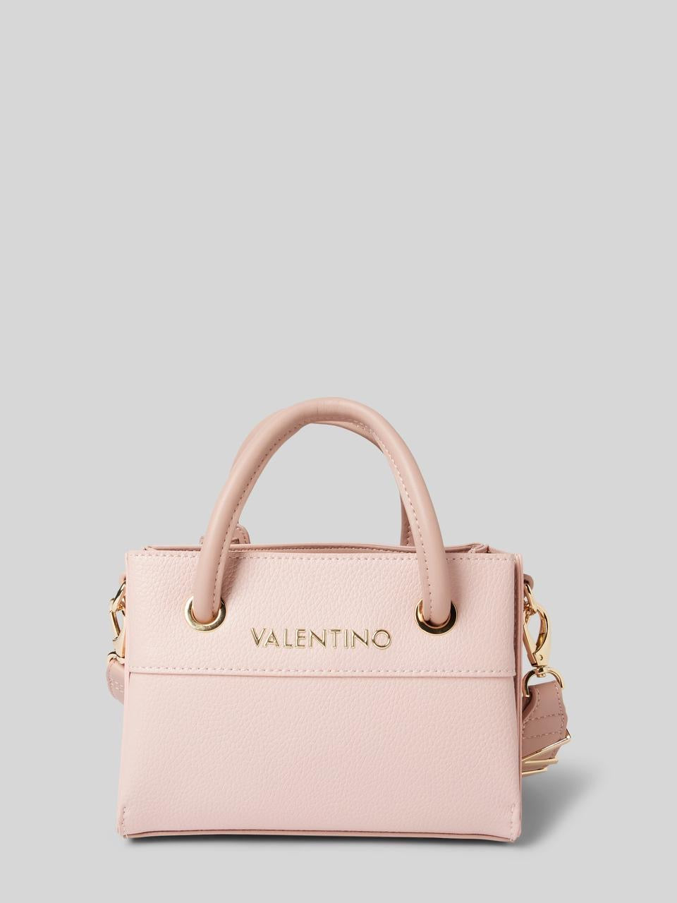 Valentino Alexia tote bag in ecru pebbled faux leather with a detachable logo strap and gold-tone hardware
