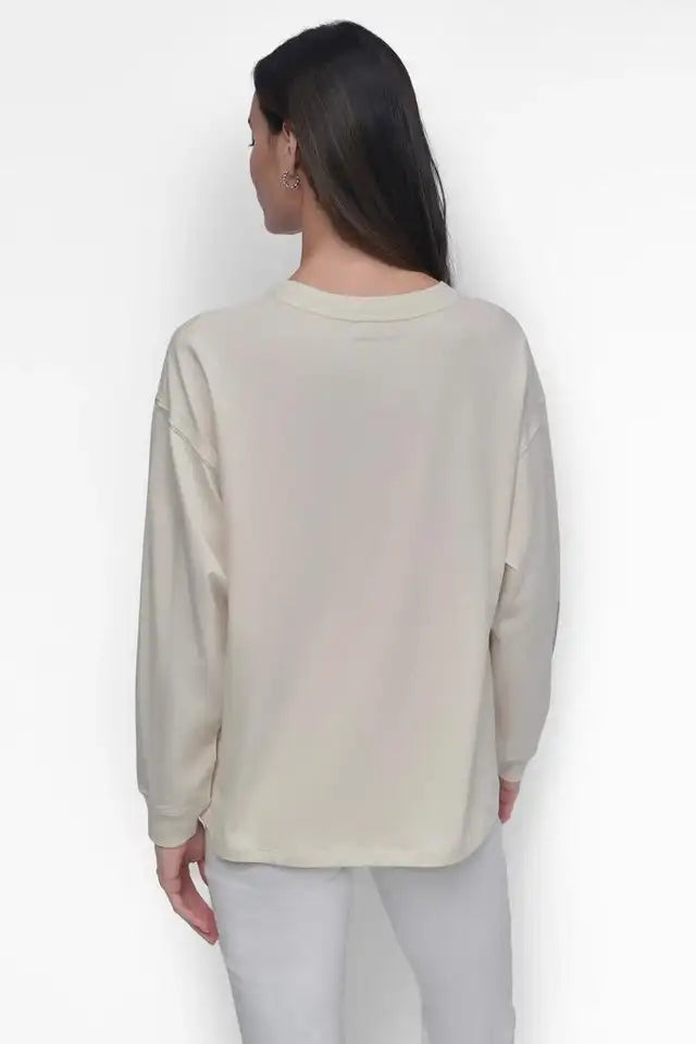 DKNY male 89 MULTI COLOR RHINESTONE LOGO LONG SLEEVE TEE