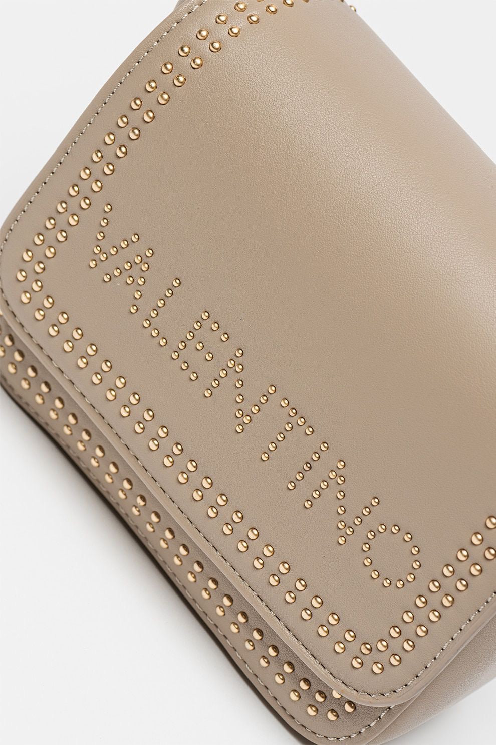Valentino Shine Re Flap Studded Bag in Taupe or Cafe