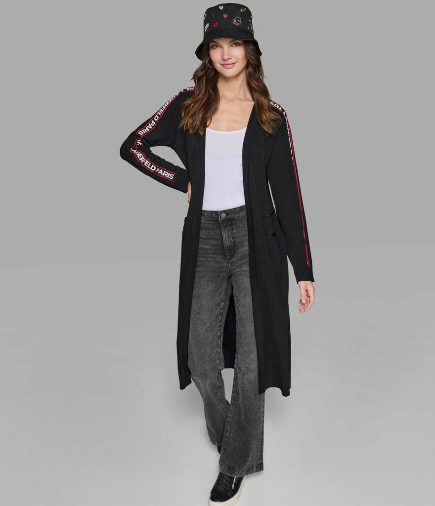 Karl Lagerfeld Paris LONG CARDIGAN WITH LOGO TAPING