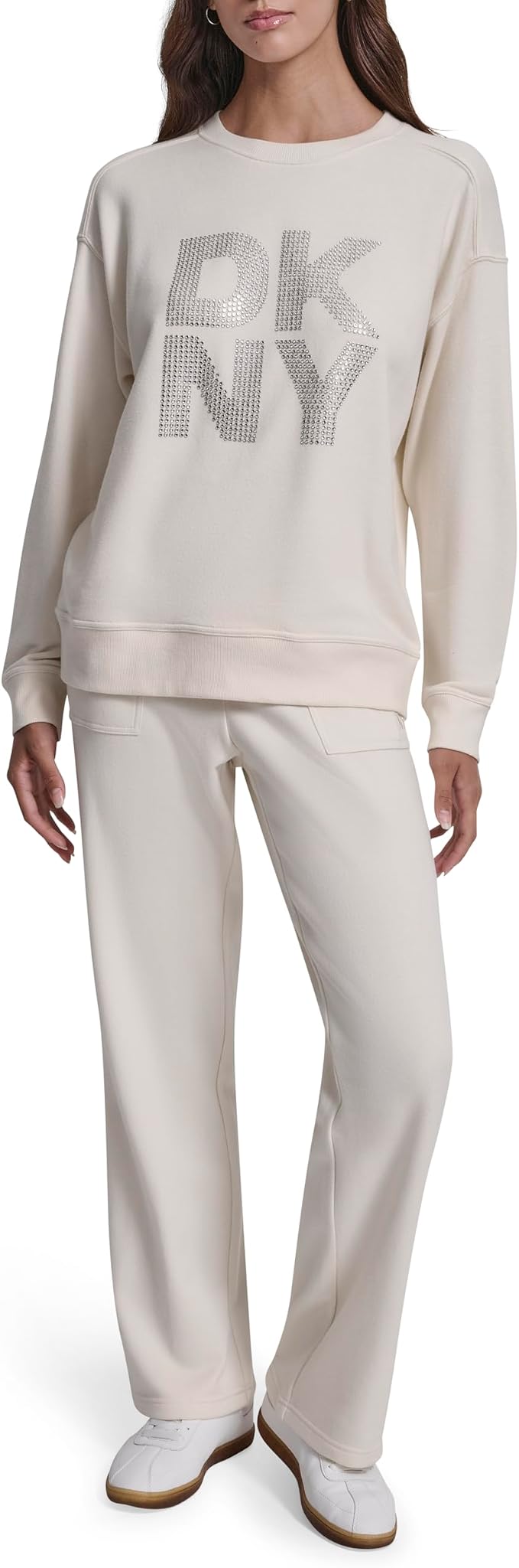 DKNY Womens Stacked Embellished SweatshirtSweatshirt
