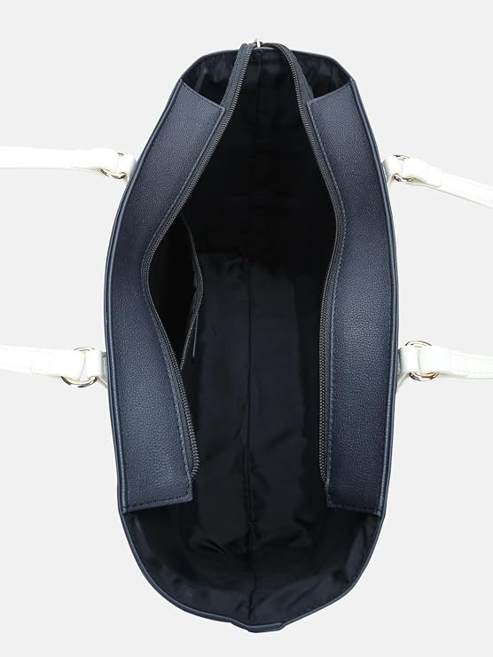 Solid black polyurethane tote bag