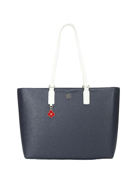 Solid black polyurethane tote bag