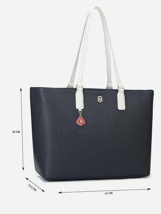 Solid black polyurethane tote bag