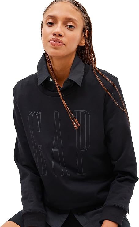 GAP womens V-gap Db Po Crew Pull-on Logo Crew Sweatshirt