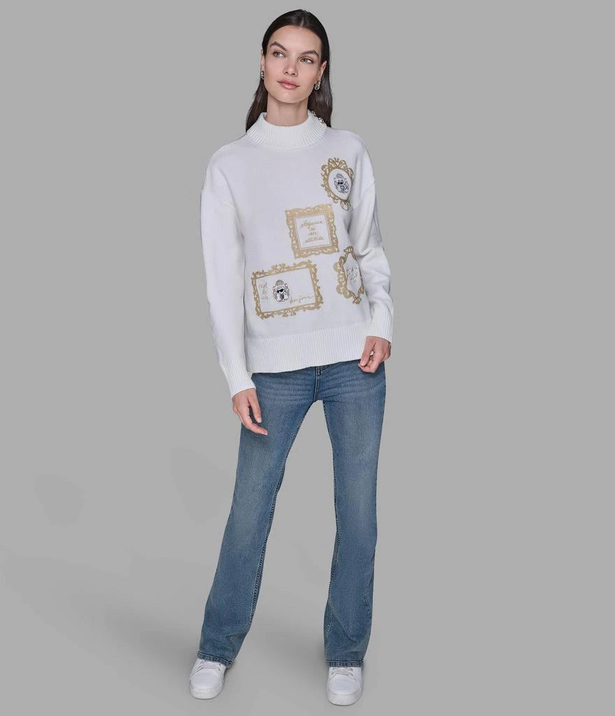 Karl Lagerfeld Paris KARL AND CHOUPETTE FRAME SWEATER