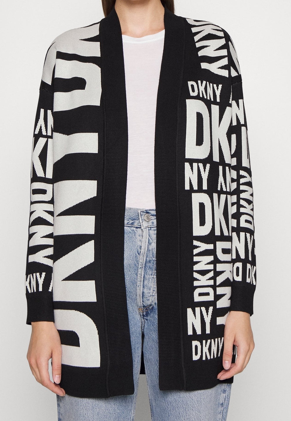 DKNY Women's Collarless Open-Front Long-Sleeve Cardigan