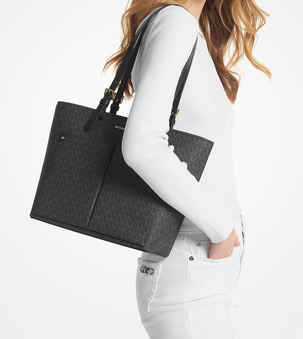 Jet Set Medium Logo Pocket Tote Bag