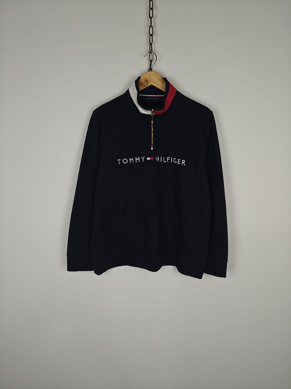 Logo Mock Turtleneck Half-Zip Sweatshirt