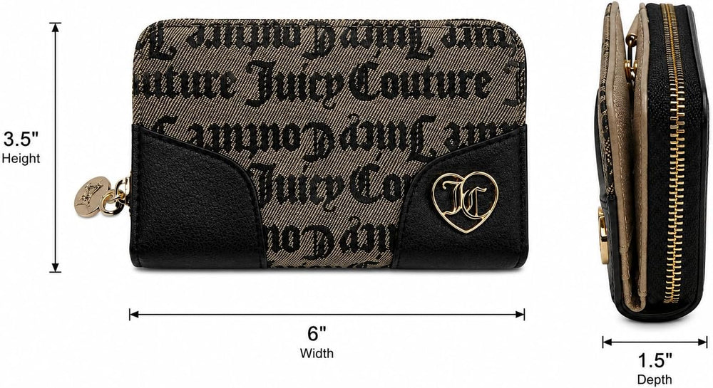 Juicy Couture Call it a Classic Bifold Wallet, Black Beige, Bifold