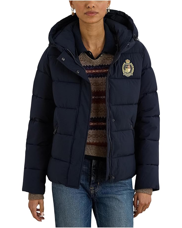 Ralph Lauren Womens Crested Short Puffer Poly Jacket