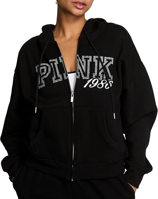 Victoria's Secret Womens Fashion-hoodies Ivy Fleece Campus Full-zip Hoodie