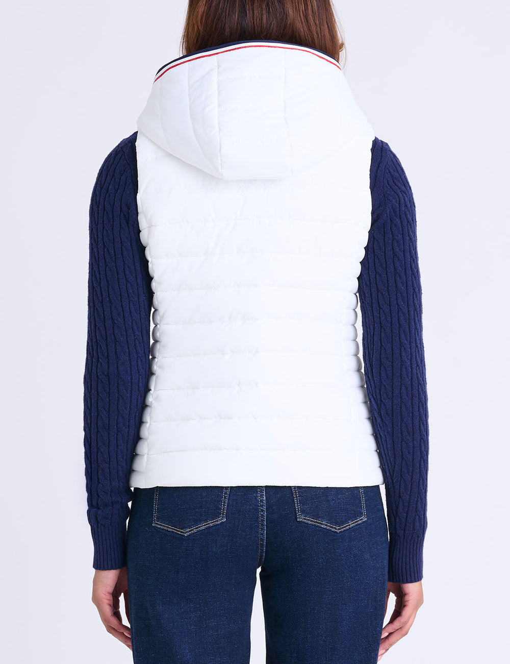 SIGNATURE STRIPE VEST WITH HOOD