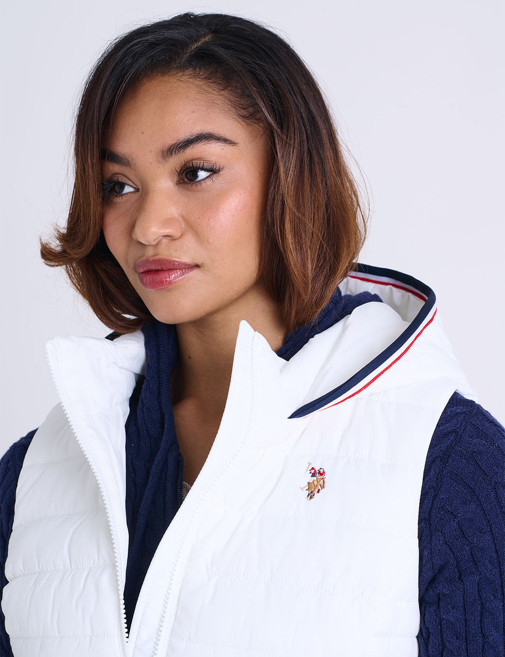 SIGNATURE STRIPE VEST WITH HOOD