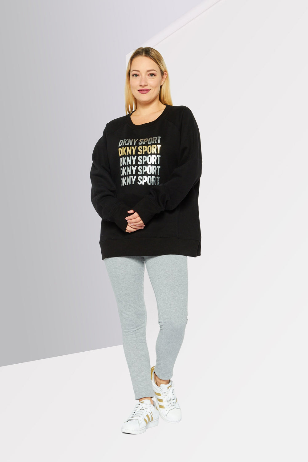 DKNY Sport Women Sportswear Fit Long Sleeves Outdoor Sweatshirt, Black