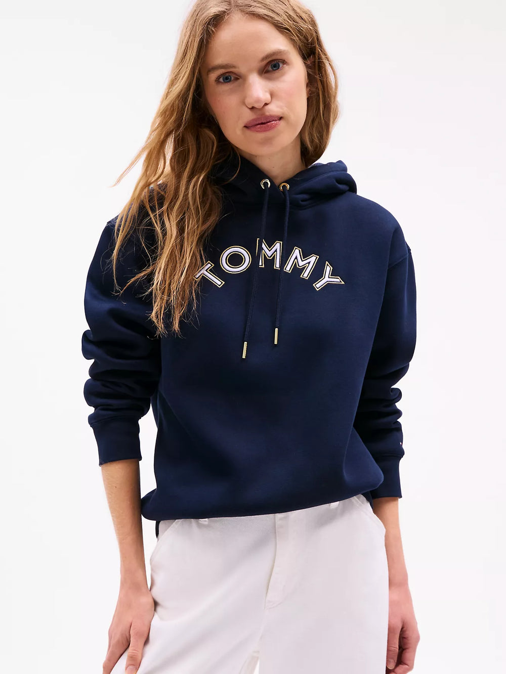Tommy Hilfiger pullover hoodie with an embroidered logo - Navy