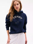 Tommy Hilfiger pullover hoodie with an embroidered logo - Navy