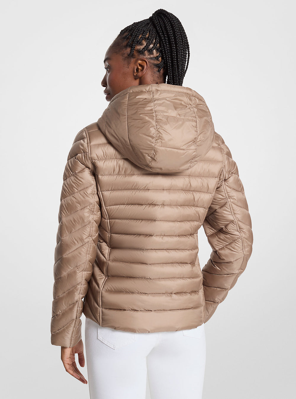 Chevron Logo Print Quilted Nylon Reversible Jacket