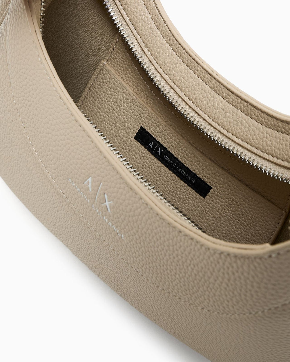 Armani Exchange curved logo shoulder bag in cream