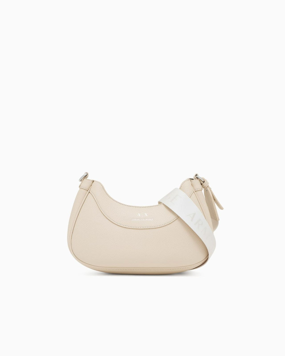 Armani Exchange curved logo shoulder bag in cream
