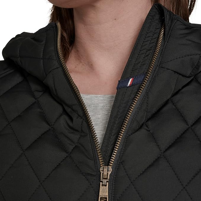 Tommy Hilfiger Womens Long Sleeve Zip Up Essential Quilted Jacket Quilted Jacket