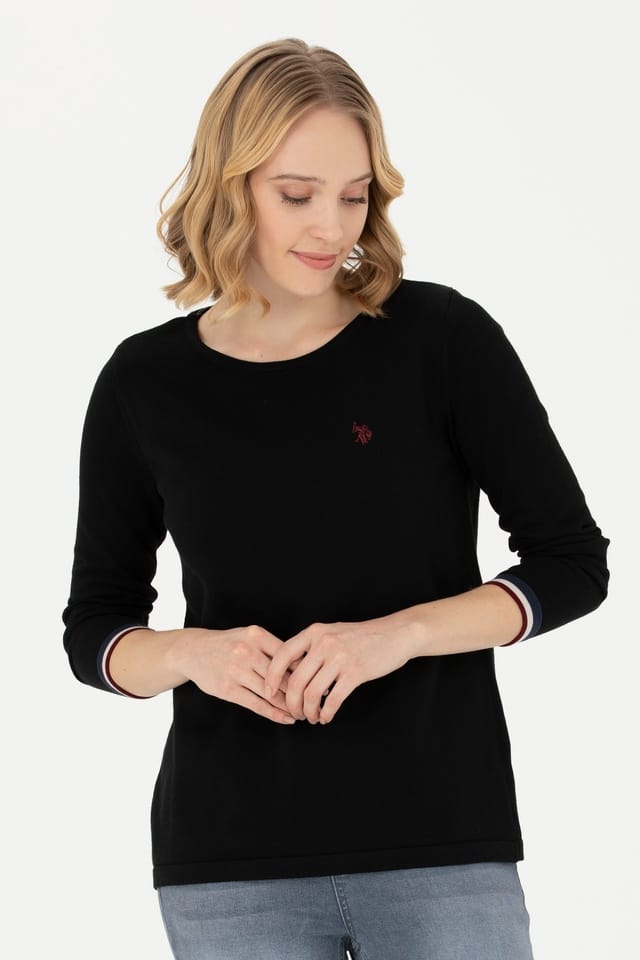 Women's Black Bike Collar Sweater