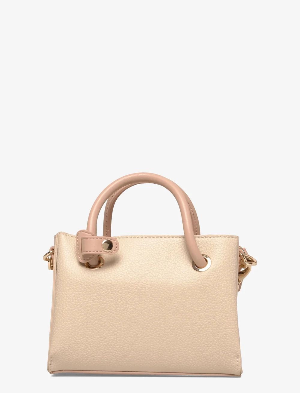 Valentino Alexia tote bag in ecru pebbled faux leather with a detachable logo strap and gold-tone hardware