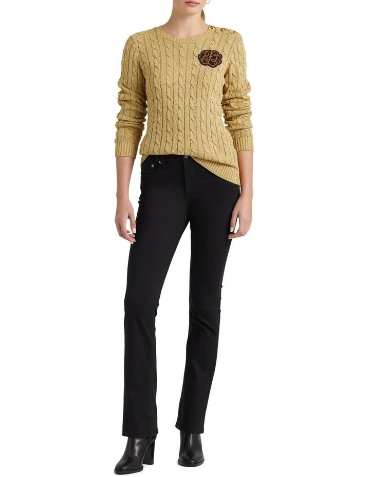 Ralph Lauren Bullion Metallic Cable-Knit Sweater in Gold