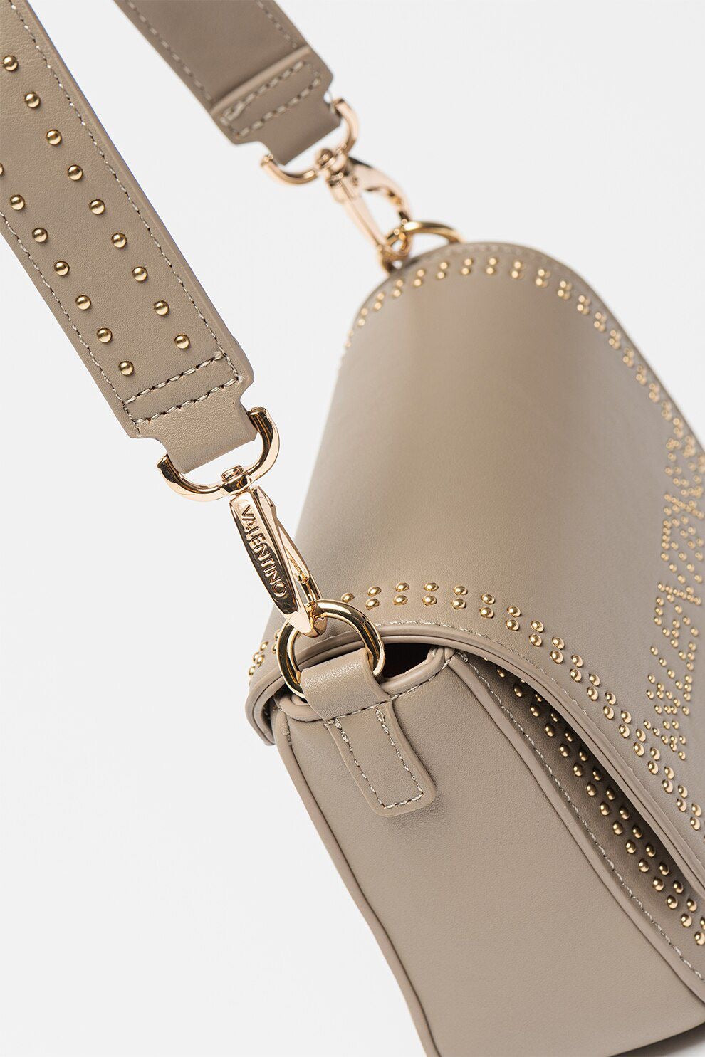 Valentino Shine Re Flap Studded Bag in Taupe or Cafe