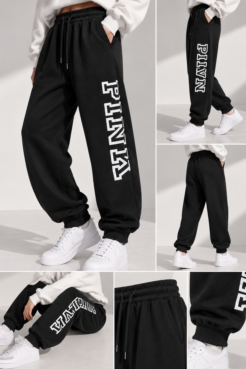 PINK Black Logo Sweatpants - Meduim