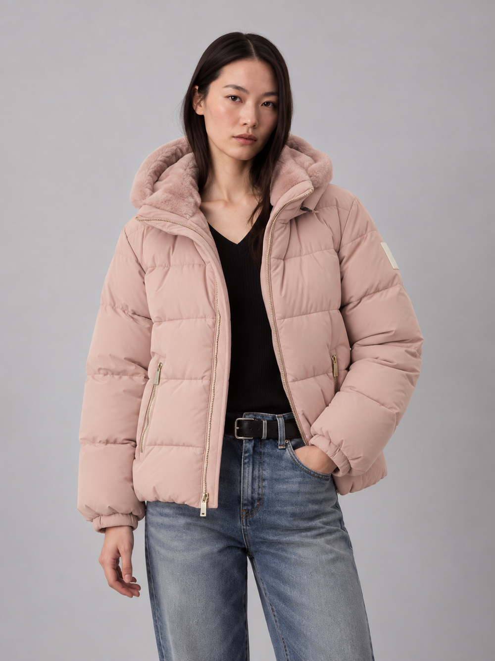 Women's Faux-Fur Trim Hooded Puffer Jacket
