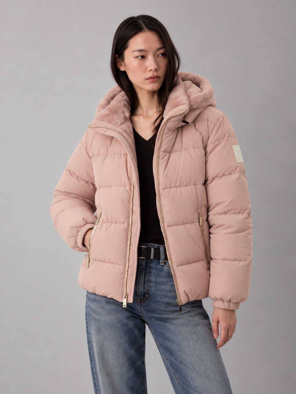 Women's Faux-Fur Trim Hooded Puffer Jacket