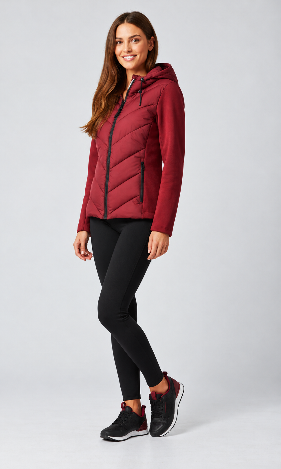 DKNY Women's Hooded Puffer Jacket Scuba Sleeves