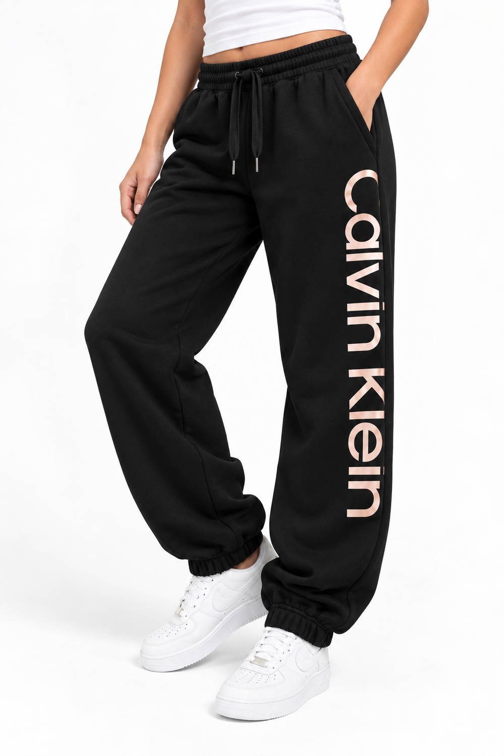 Calvin Klein Black Logo Sweatpants - Large