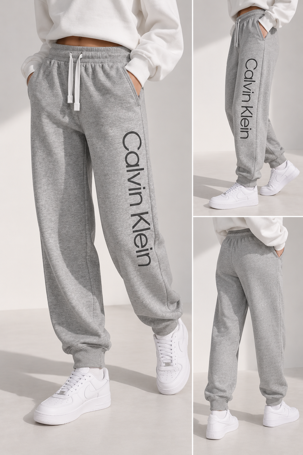 Calvin Klein Grey Logo Sweatpants - Large