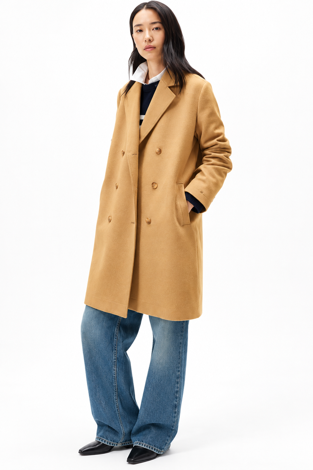 Wool-Blend Double-Breasted Coat