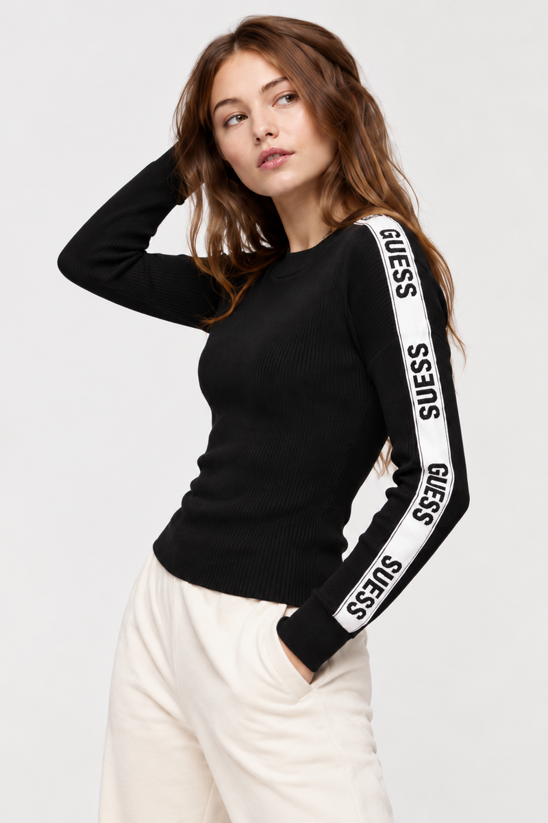 GUESS Black Ribbed Knit Sweater