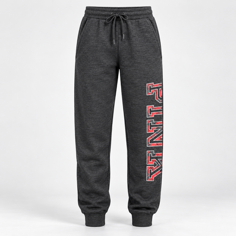 PINK Dark Grey Plaid Logo Sweatpants - Large