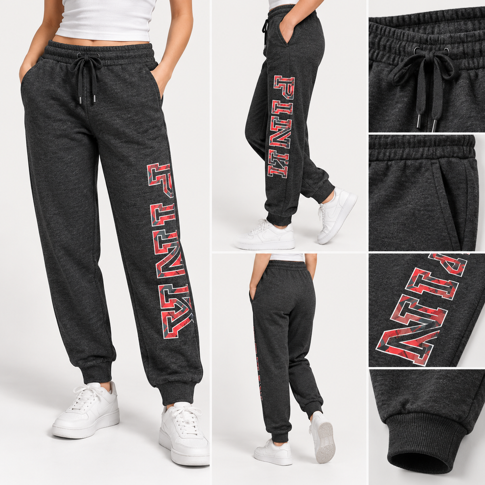 PINK Dark Grey Plaid Logo Sweatpants - Large