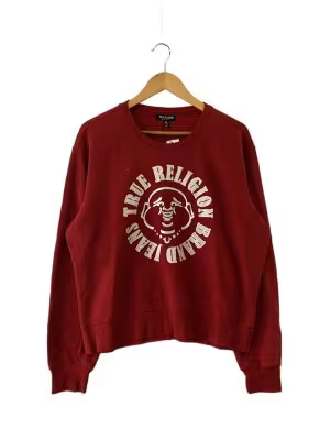 True Religion Women's Burgundy Graphic Crewneck Sweatshirt