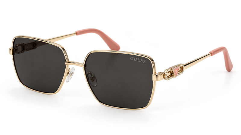 Guess Gold Square Sunglasses with Rhinestone Interlocking G Details (Without Case)
