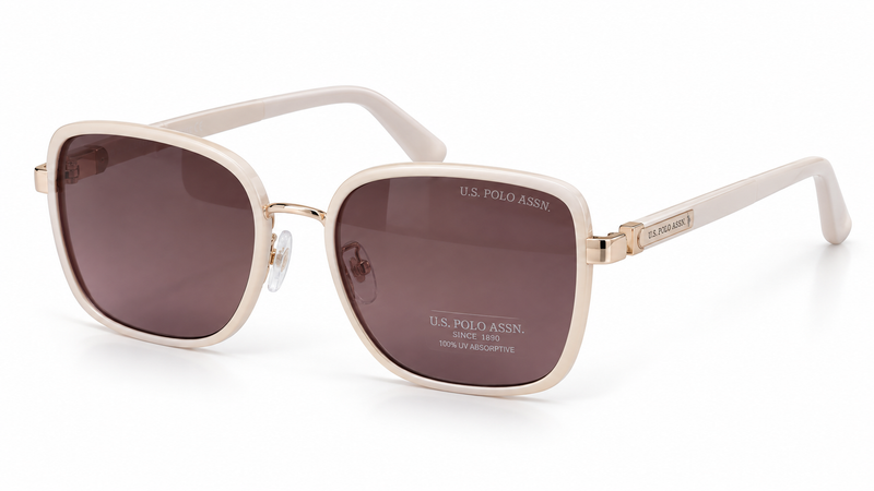 U.S. Polo Assn. Women's Cream Square Sunglasses