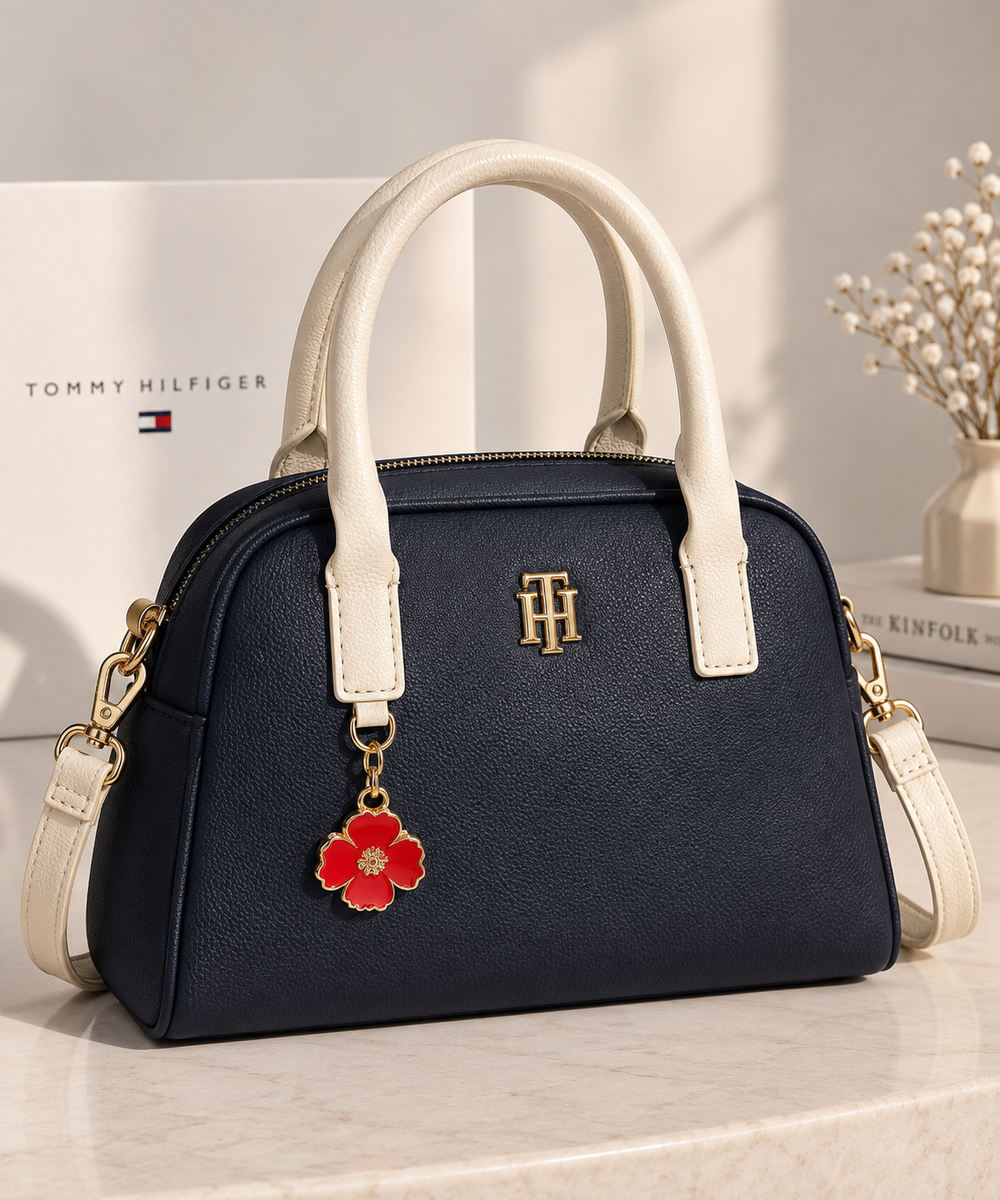 Tommy Hilfiger Monogram Emblem Bowling / Satchel Bag