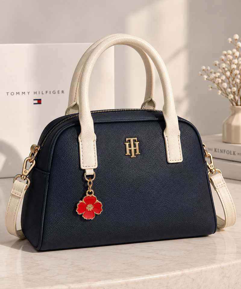 Tommy Hilfiger Monogram Emblem Bowling / Satchel Bag