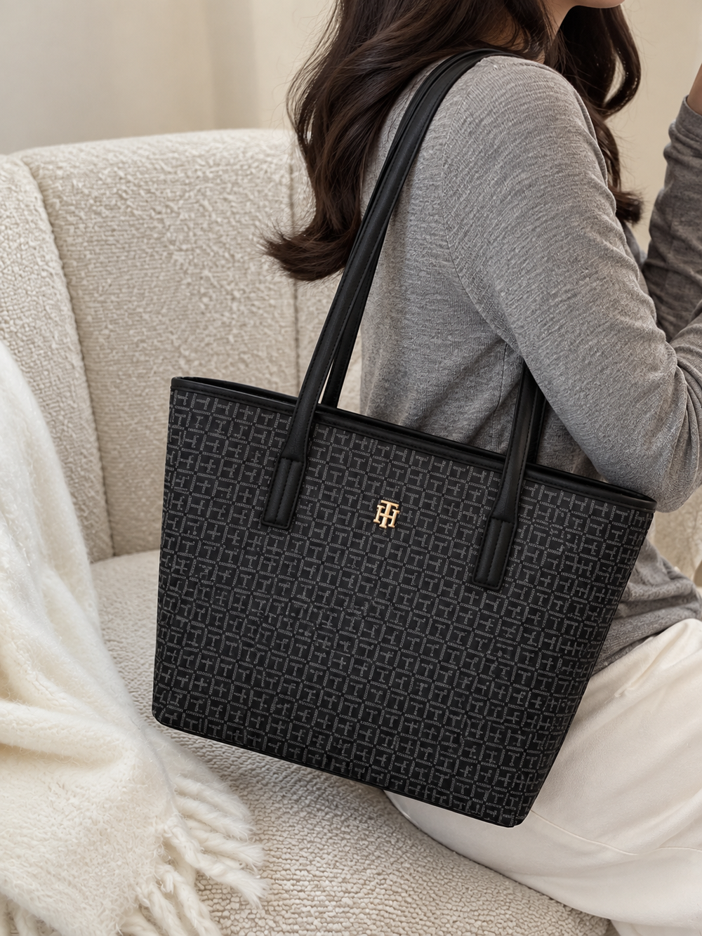Tommy Hilfiger Monogram Leatherette Tote Bag