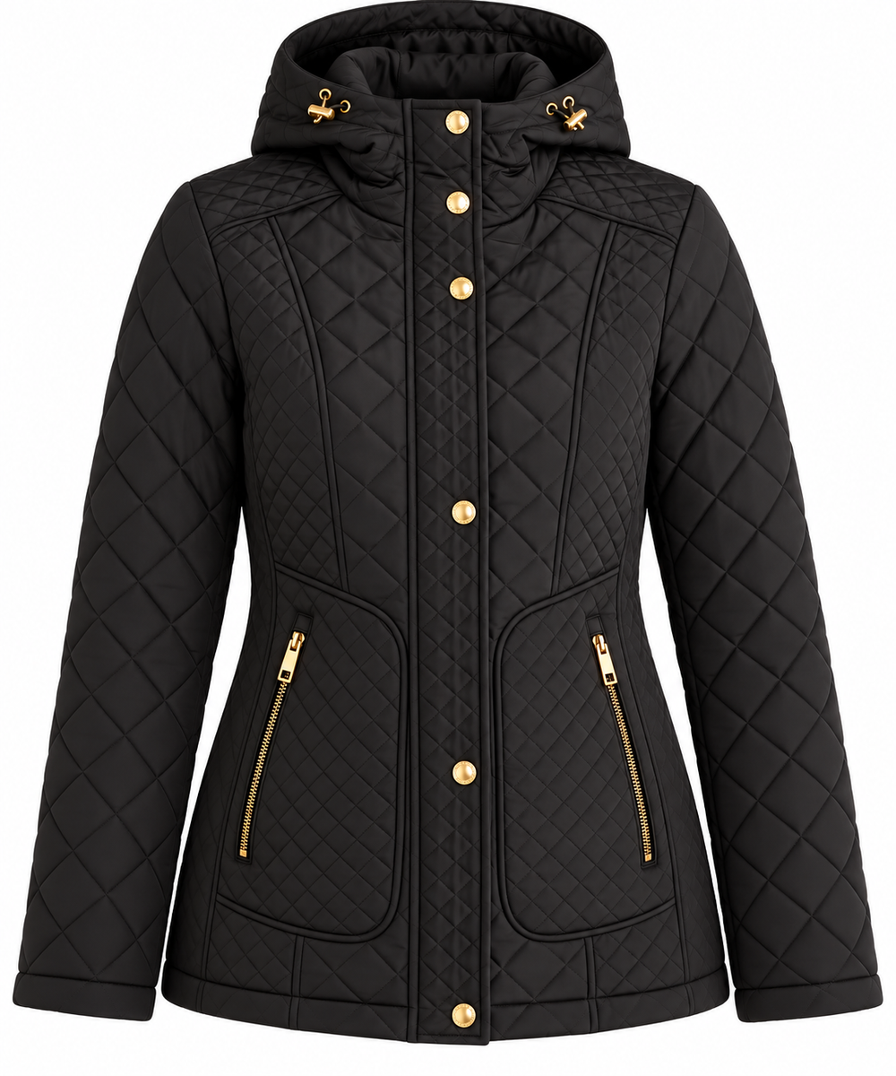 MK Black Quilted Hooded Jacket