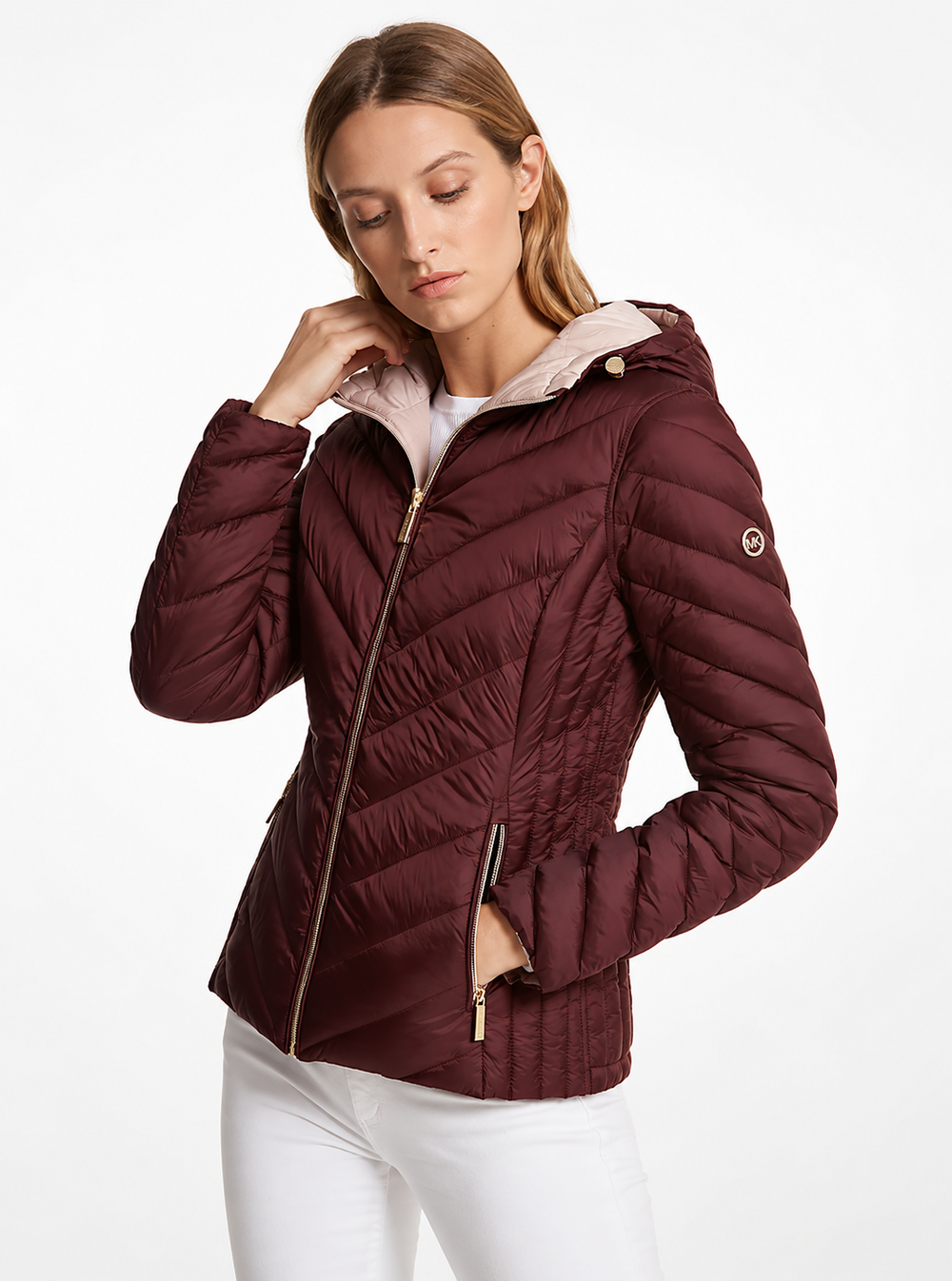 Reversible Quilted Nylon Signature Logo Packable Puffer Jacket