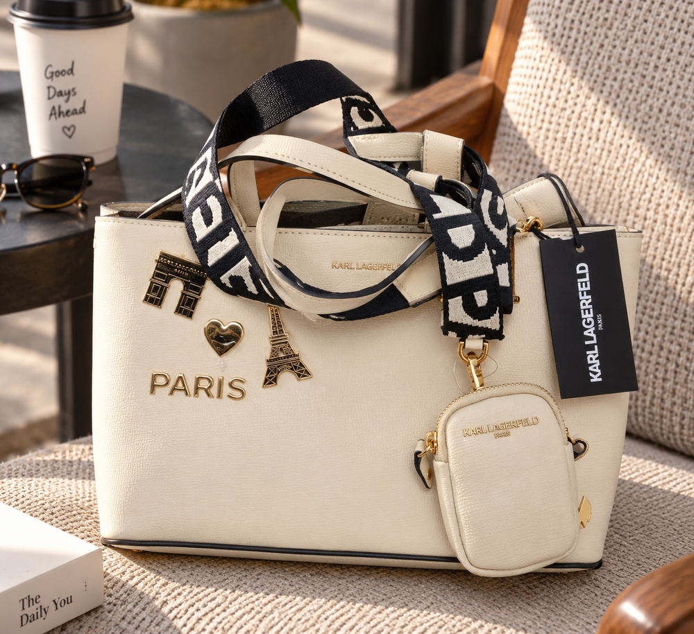 Karl Lagerfeld Paris Adele Tote / Maybelle Crossbody with Paris Patches & Charms