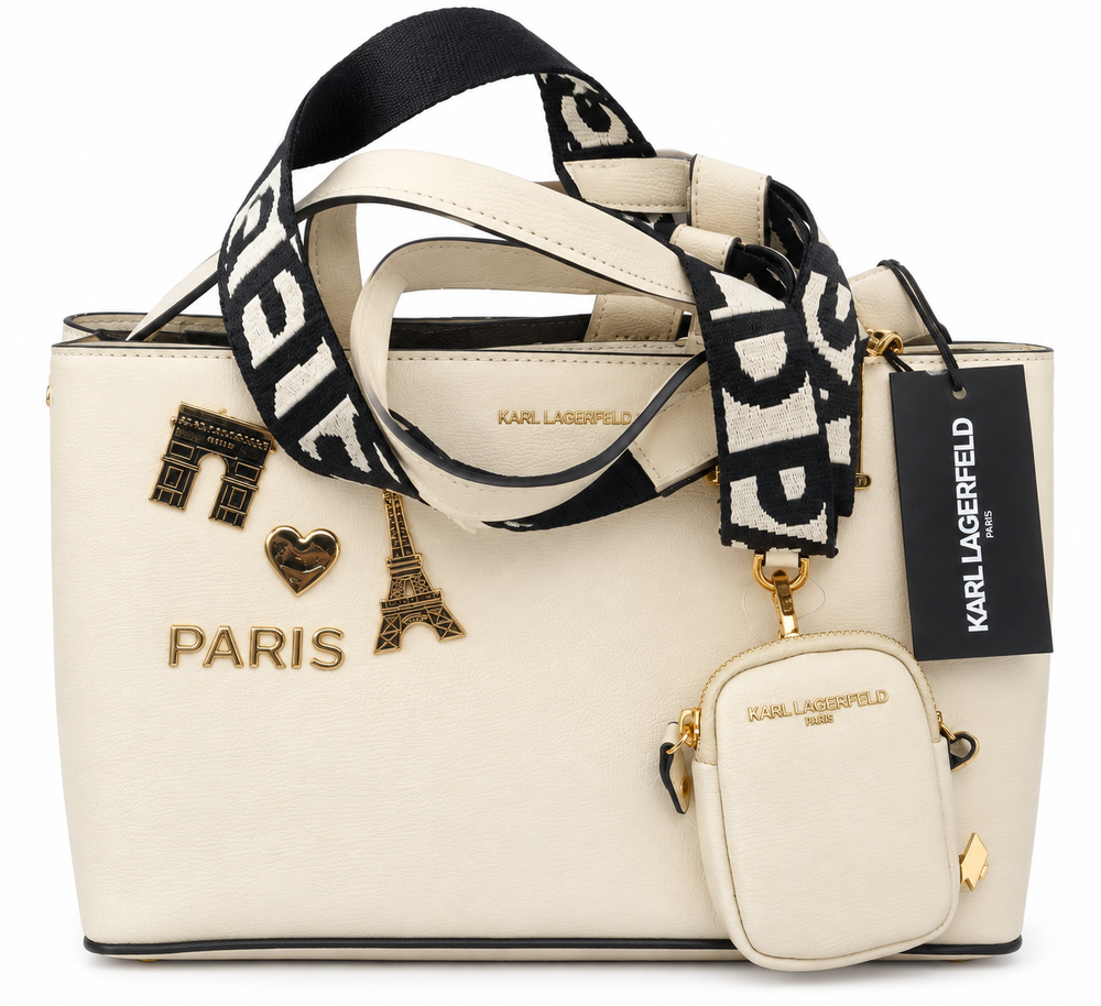 Karl Lagerfeld Paris Adele Tote / Maybelle Crossbody with Paris Patches & Charms
