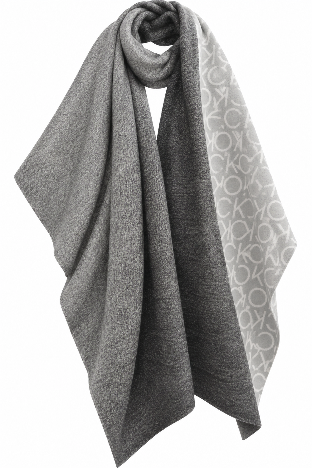 Calvin Klein Monogram CK Logo Reversible Shawl Wrap Scarf
